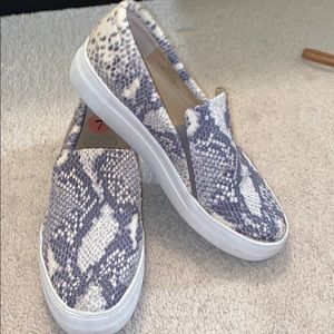 Snakeskin slip ons